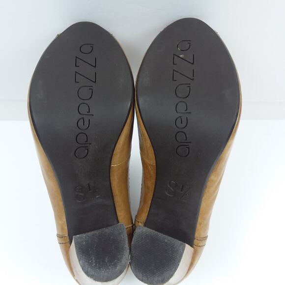Apepazza Pavia Bootie 8.5 Tan Chunky Heel Distressed Leather Peeptoe Shoes Y2K‎ - Picture 11 of 12